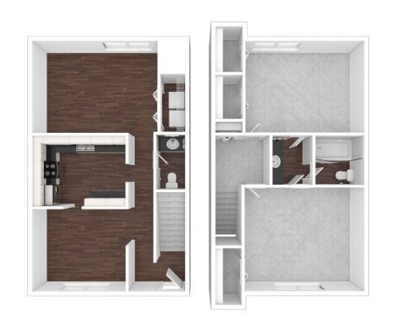 A diagram of a house with a kitchen and living room.