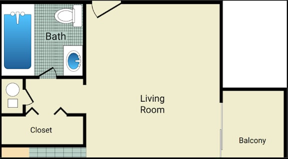 A bathroom is attached to a living room and closet.