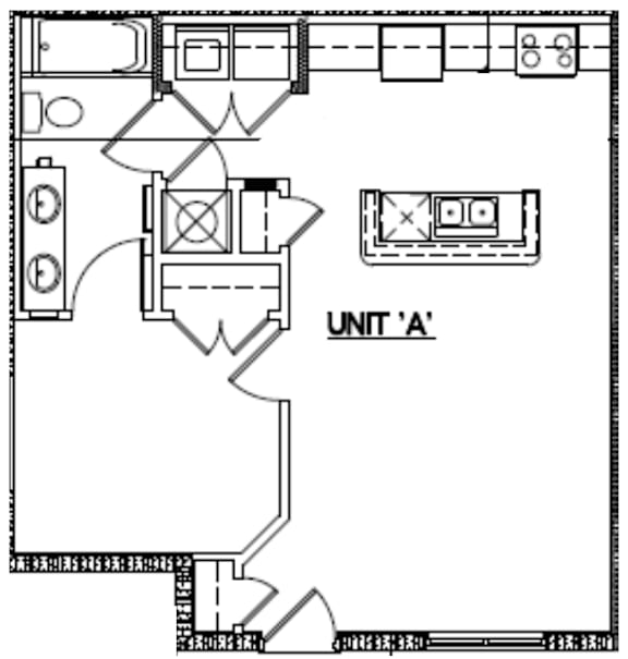 A black and white diagram of a floor plan for Unit A.