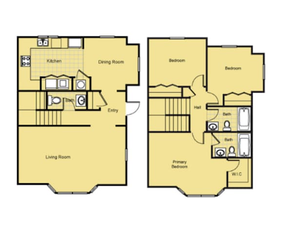 A floor plan of a two bedroom apartment.