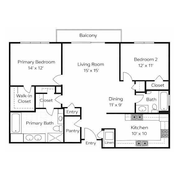 A black and white image of a house plan with a balcony.
