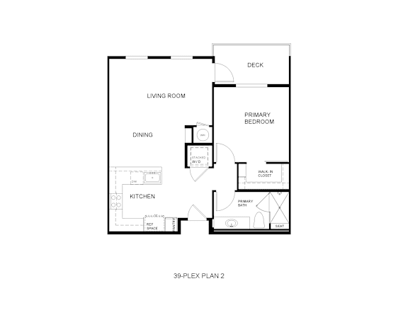 A black and white floor plan of a 39-plex apartment.