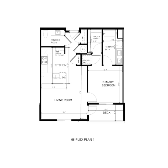 A black and white image of a floor plan for a 68-plex.