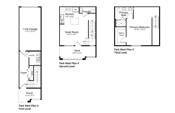 three different floor plans of a house with different bedrooms