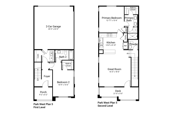 a floor plan of two different floors of a house