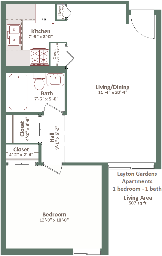 Layton Gardens 1 Bedroom Floorplan