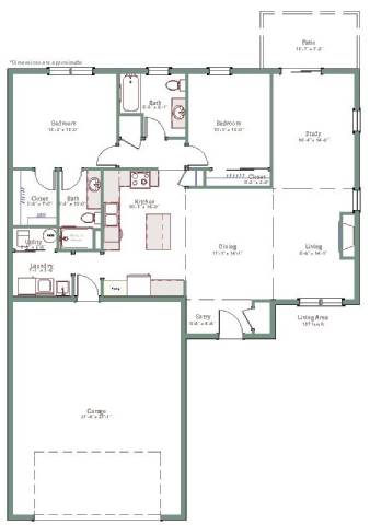 A floor plan of a house with a garage and a living room.