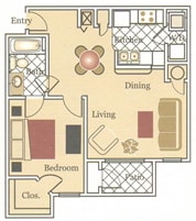 One bedroom one bath floor plan