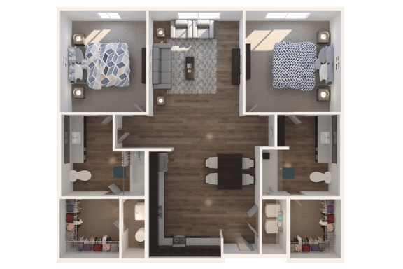 Floor Plan  Lofts at Jefferson Station 2 Bedroom 2 Bath Floor Plan
