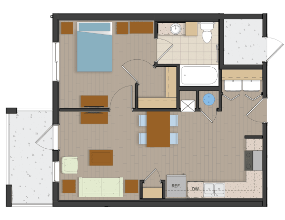 he Quarry 1 Bedroom Floor Plan
