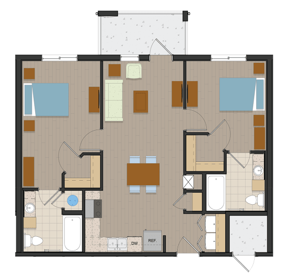B1-2 Bedroom Floor Plan Image | The Quarry | Key West, FL