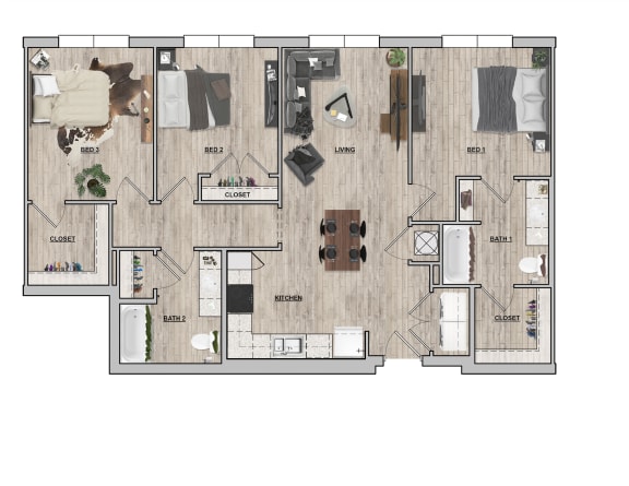 a floor plan of a bedroom apartment