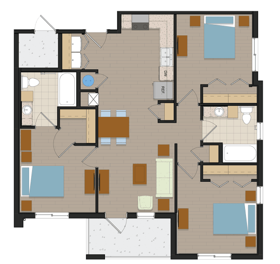 C1-3 Bedroom Floor Plan Image | The Quarry | Key West, FL