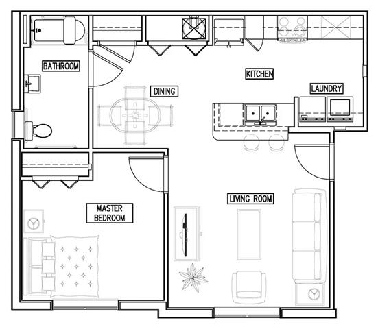 a floor plan of a house with bedrooms and a living room