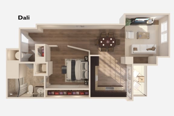Floor Plan  Dali - 1 Bedroom 1 Bath