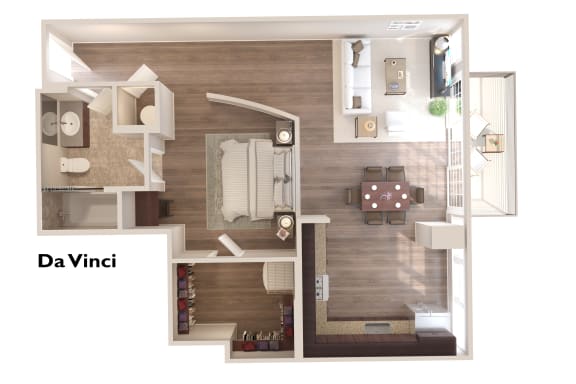 Floor Plan  Da Vinci - 1 Bedroom 1 Bath
