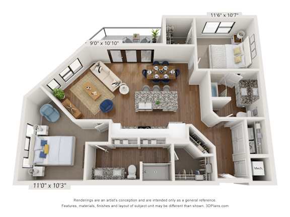 B3 Floor Plan at The Station at San Marco, Jacksonville, Florida