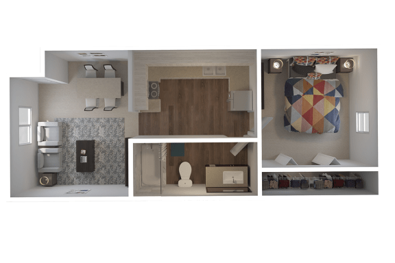 Townsgate Apartments 1 Bedroom Floor Plan