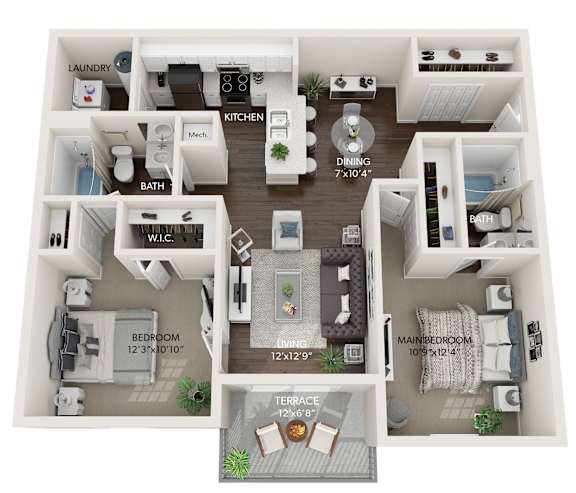 The Willow - 2 Bedroom 2 Bath | Aspire at Gateway | Pinellas Park, FL