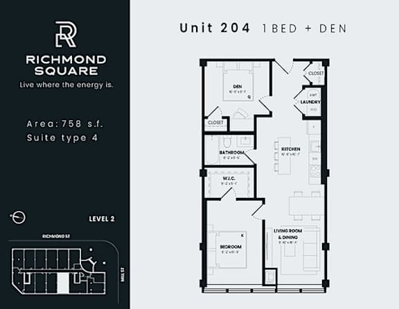Floor Plan  Unit 204 Floorplan at Richmond Square, London