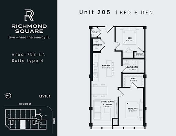 Floor Plan  Unit 205 Floorplan at Richmond Square, London, N6A 5M8