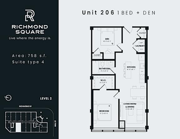 Floor Plan  Unit 206 Floorplan at Richmond Square, London, Ontario
