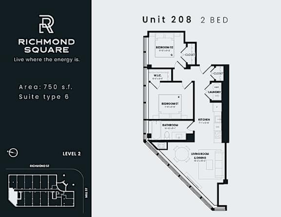 Floor Plan  Unit 208 Floorplan at Richmond Square, Ontario