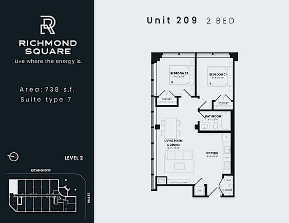 Floor Plan  Unit 209 Floorplan at Richmond Square, London, ON, N6A 5M8