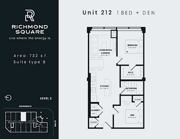 Floor Plan  Unit 212 Floorplan at Richmond Square, London, N6A 5M8