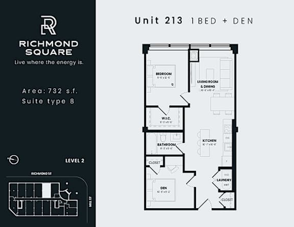 Unit 213 Floorplan at Richmond Square, London, Ontario