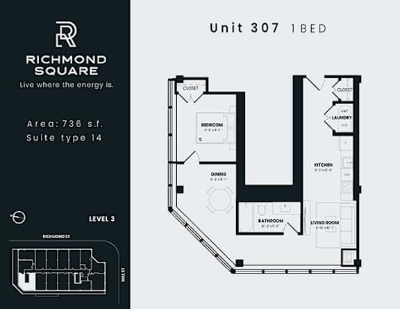 Floor Plan  Unit 307 Floorplan at Richmond Square, Ontario, N6A 5M8