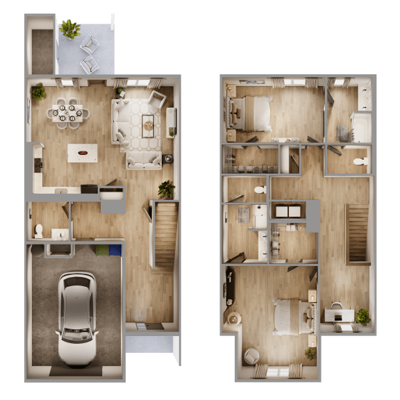 Floor Plan  2BR Townhome Floor Plan at Regency Townes in Greenville, NC