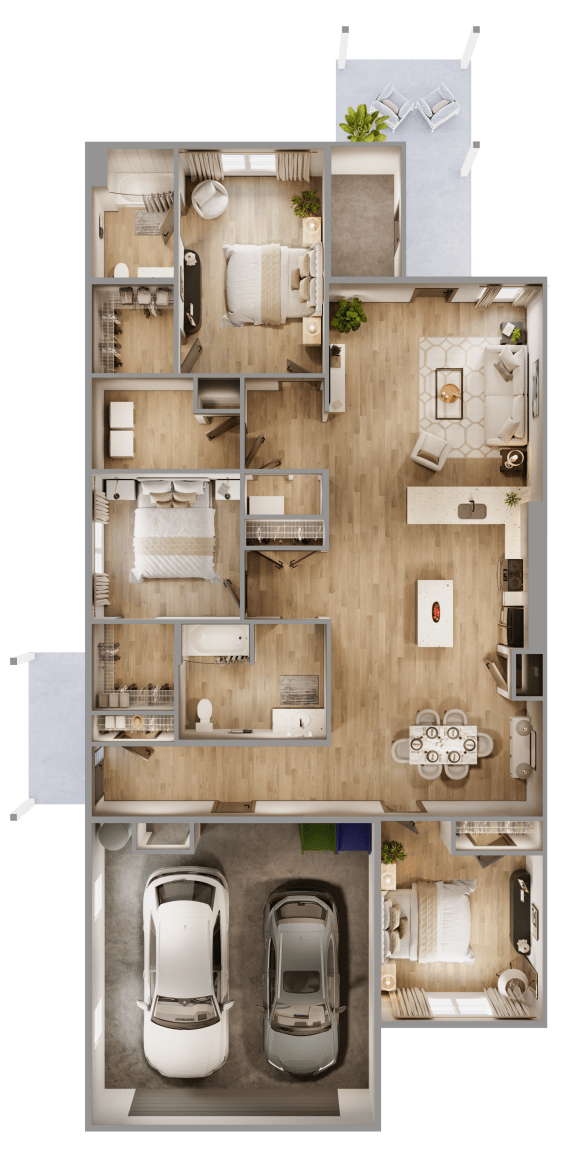 3BR Townhome Floor Plan at Regency Townes, North Carolina, 28590
