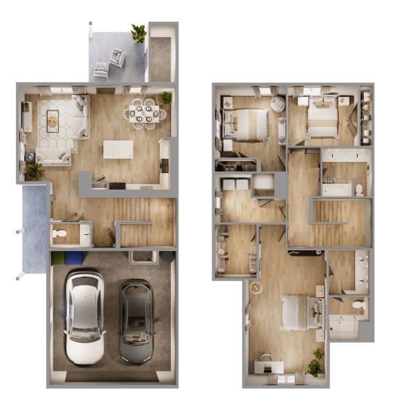 Floor Plan  3BR Townhome Floor Plan at Regency Townes, North Carolina