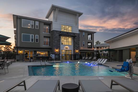 Twilight Pool View at Address East End, Raleigh North Carolina