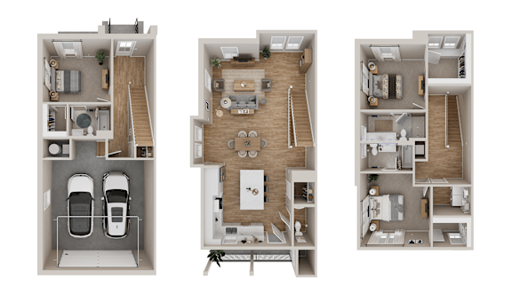 TH1 Floor Plan at Adler Montford Park + Drexel Townes, Charlotte, NC, 28209