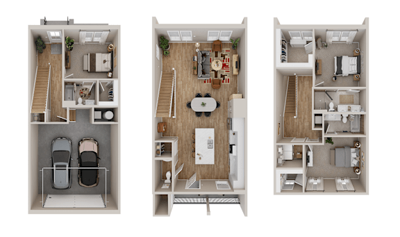 TH1 Floor Plan at Adler Montford Park + Drexel Townes, Charlotte, NC