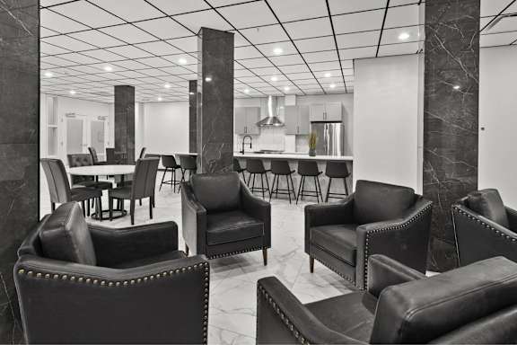 Community kitchen and lounge at Sage Hill Views