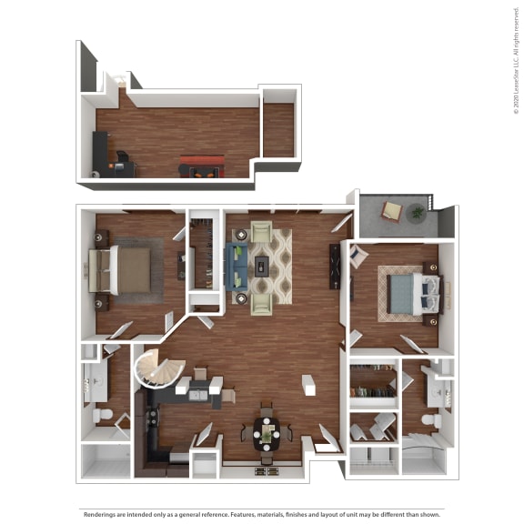 Floor Plan  B4 2 bedroom 2 bathroom at Crosley Tanglewood, Texas, 77057