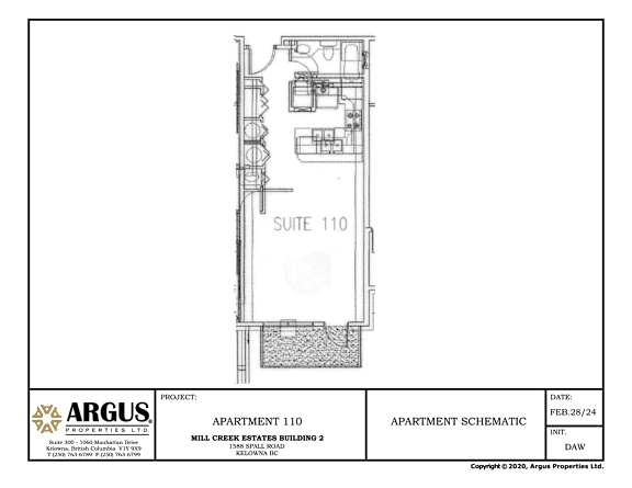 A floor plan of a suite labeled 110 is shown.