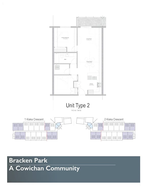 A drawing of a floor plan for Bracken Park A Cowichan Community.