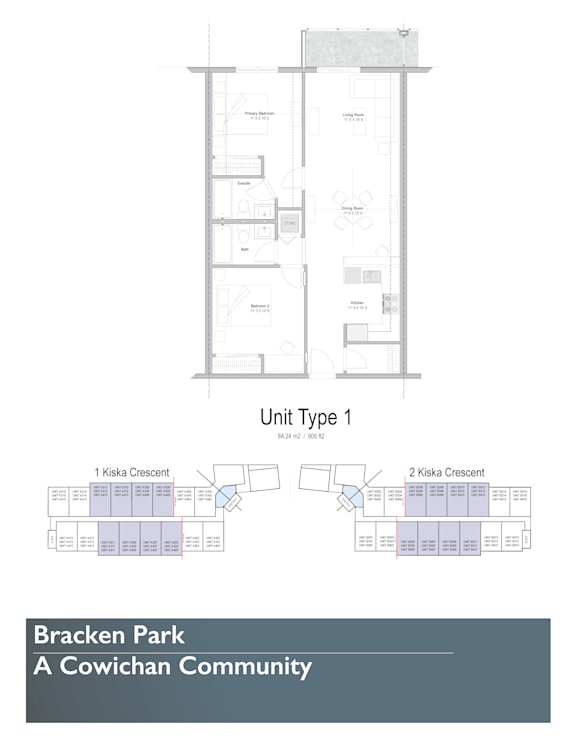 2d floorplan of a 2 bedroom, 2 bathroom unit