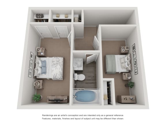 a 3d floor plan of a 1 bedroom apartment at the crossings at white marsh