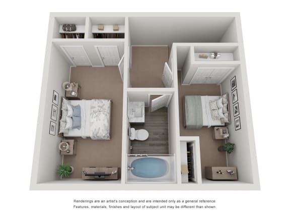 a 3d floor plan of a 1 bedroom apartment at the crossings at white marsh
