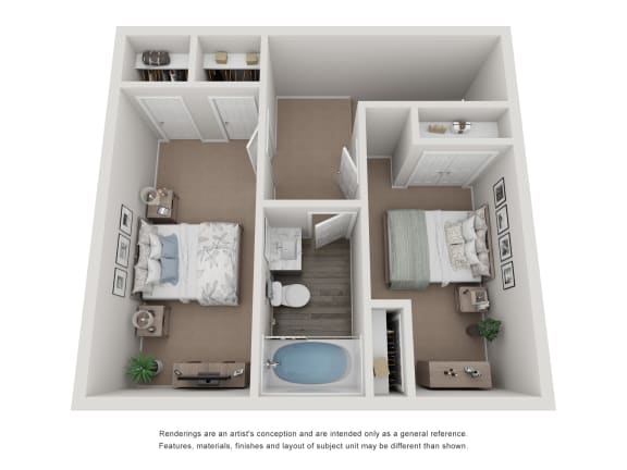 a 3d floor plan of a 1 bedroom apartment at the crossings at white marsh