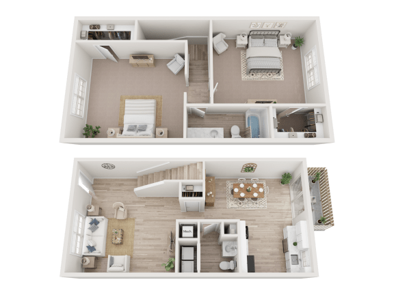 a floor plan of two different layouts of a house