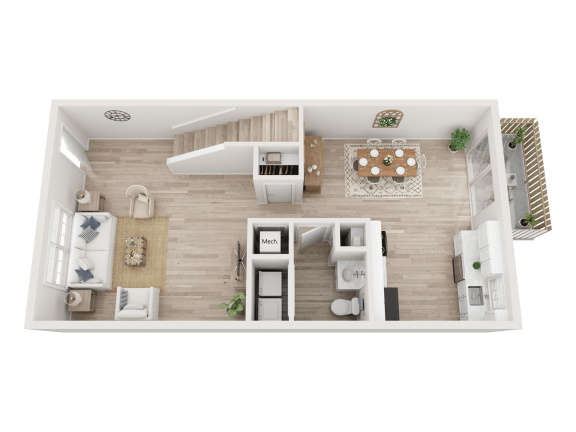 a1 floor plan  1 bedroom with 2 baths  129
