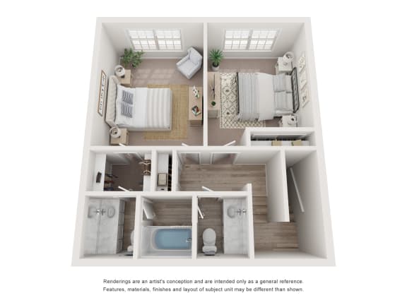 a 3d floor plan of a 1 bedroom apartment