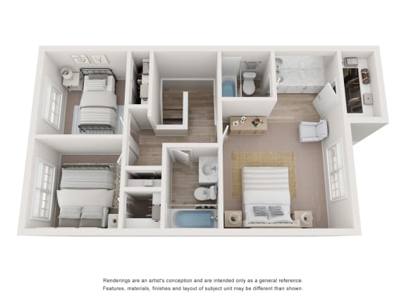 a floor plan of a 3 bedroom apartment