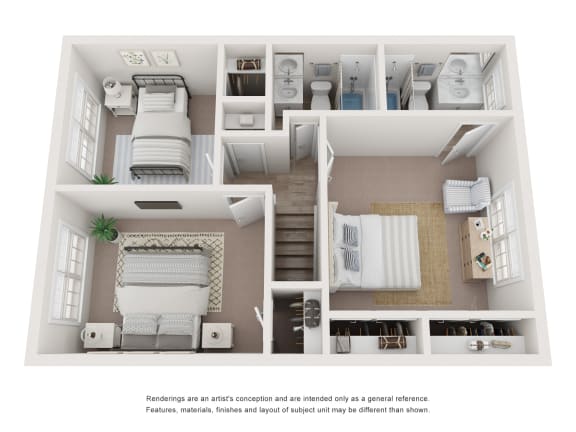 a 3d floor plan of a home with a bedroom and a bathroom